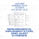 Corrective action workflow from nonconformity through effectiveness verification under AS9100D Clause 10.2